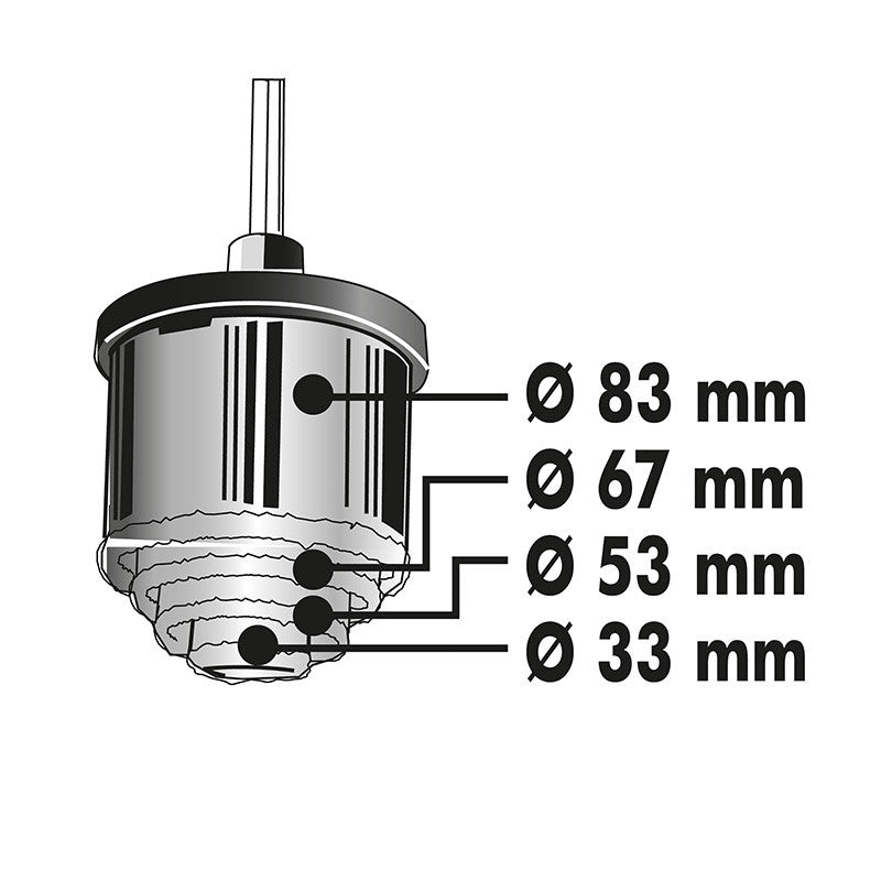 Kit scie trépan MEJIX 180298 diamètres 33/53/67/83 mm