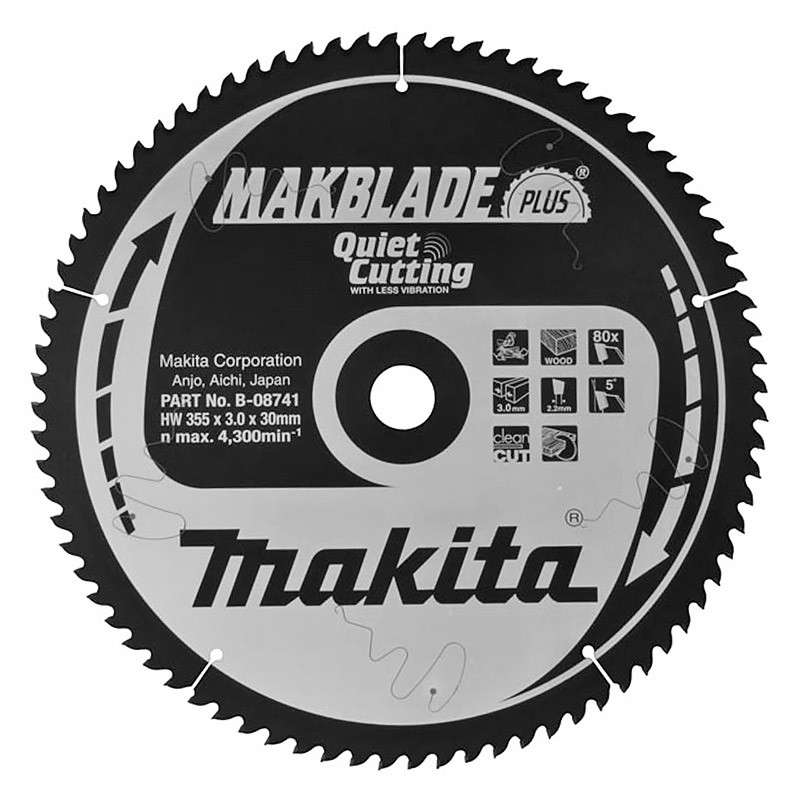 Lame carbure bois MAKITA MakForce B-08741 355 mm scie circulaire 80 dents