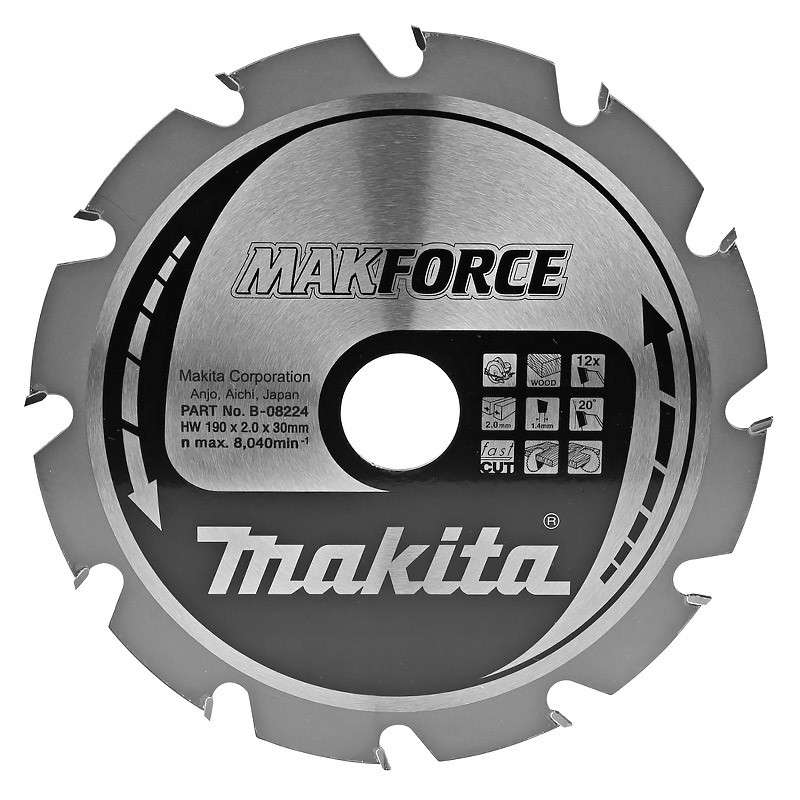 Lame carbure MAKITA B-08224 ''MakForce'' bois pour scies circulaires