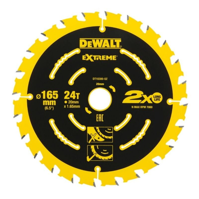 Lame de scie circulaire Ø165x20mm 24 dents DT10300-QZ