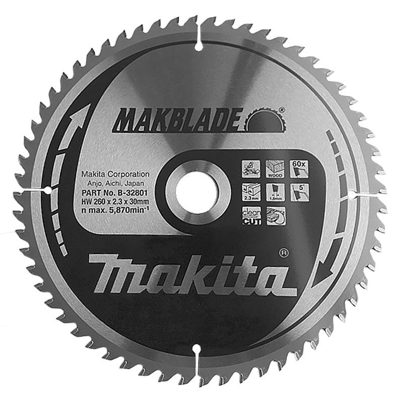 Lame de scie MAKITA B-32801 MakBlade 260 mm x 30 mm 60 dents