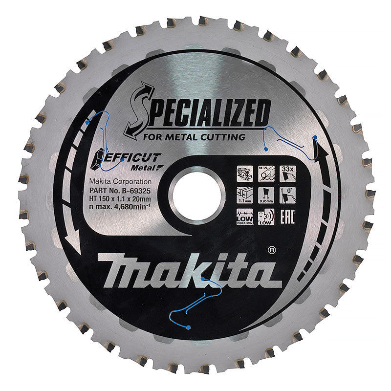 Lame de scie MAKITA B-69325 TCT EFFICUT métal 150mm x 20 - 33 dents