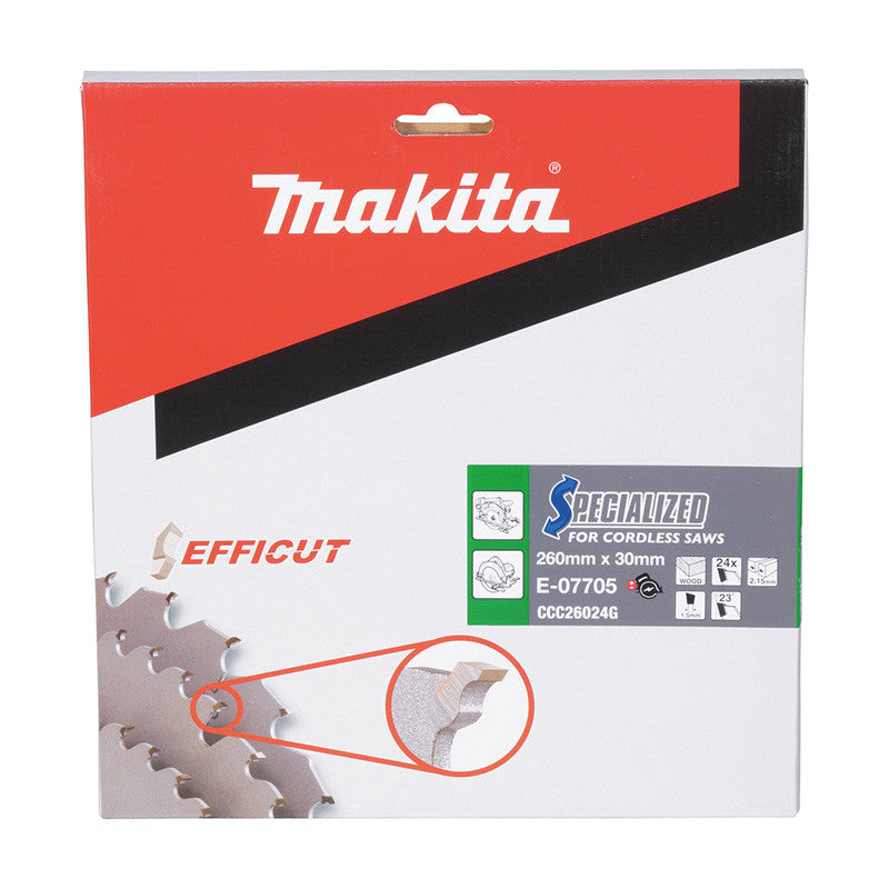 Lame pour scie circulaire EFFICUT MAKITA E-07705 260x30mm, 24 dents, pour le bois