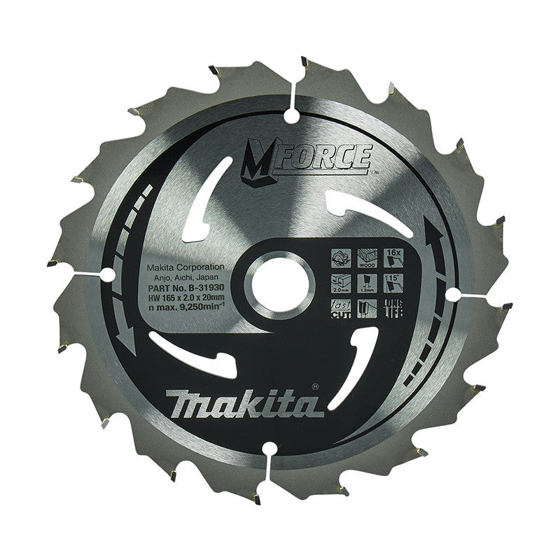 Lame pour scie circulaire M-Force bois MAKITA B-31930 165x20mm 16 dents