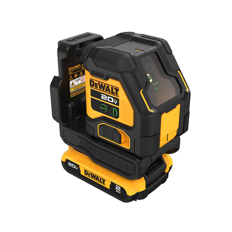 Laser en croix compact avec faisceau vert 18V DEWALT DCLE34021D1-QW avec une batterie 2,0 Ah