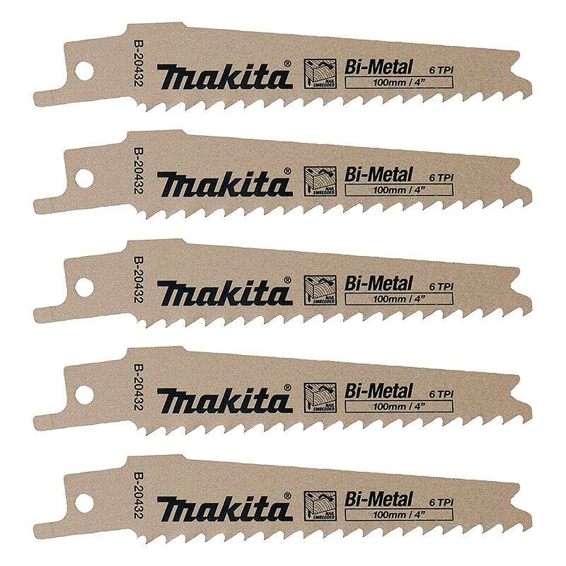 Lot de 5 Lames Bi-Métal MAKITA B-20432 pour bois avec clous (10 à 50 mm)