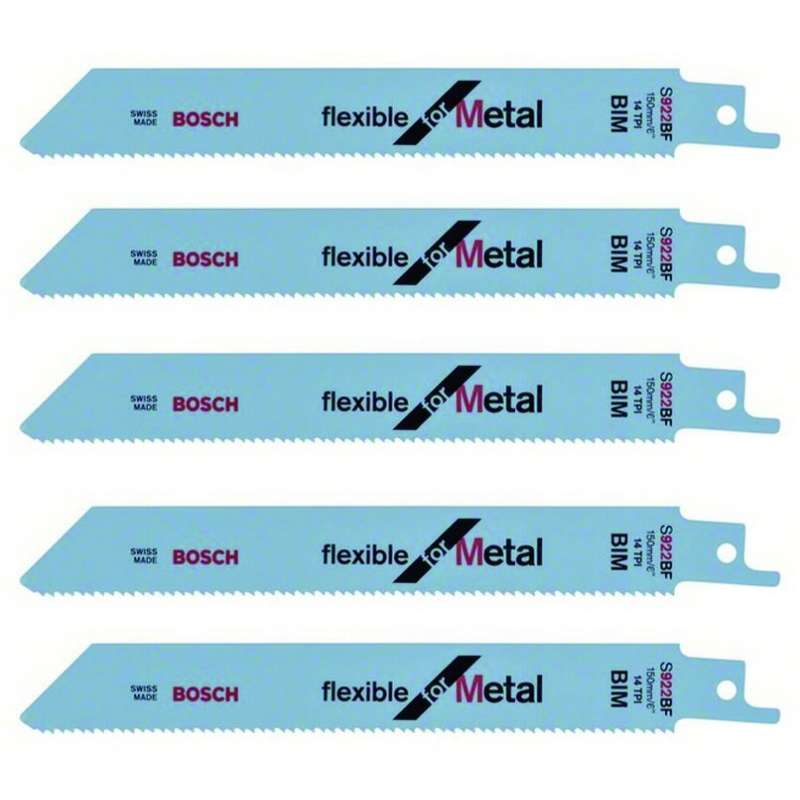 Lot de 5 Lames de Scie sabre BOSCH S922BF Professional - Métal