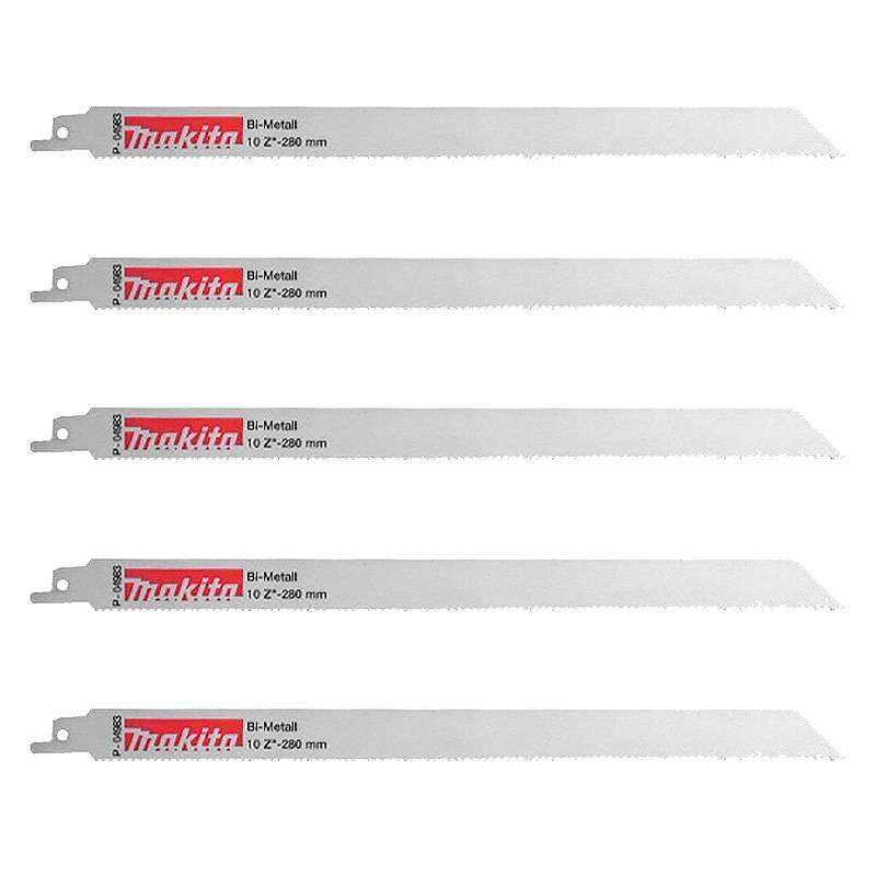 Lot de 5 lames de scie sabre MAKITA P-04983 Bi-Métal flexibles pour acier et Inox (3,5 à 5 mm)