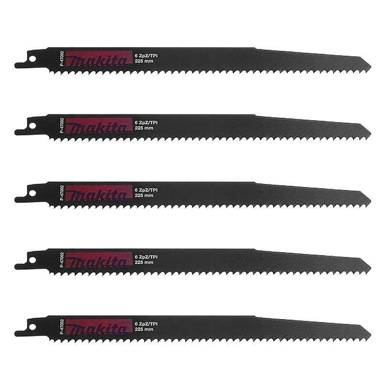 Lot de 5 lames de scie sabre MAKITA P-47092 pour bois, PVC et plastique (6 à 100mm)