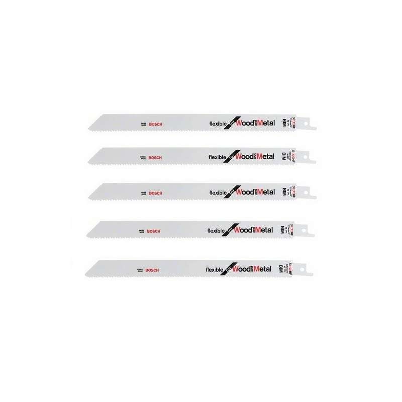 Lot de 5 lames de scie sabre S 1122 HF BOSCH 2608656021 pour bois et métal