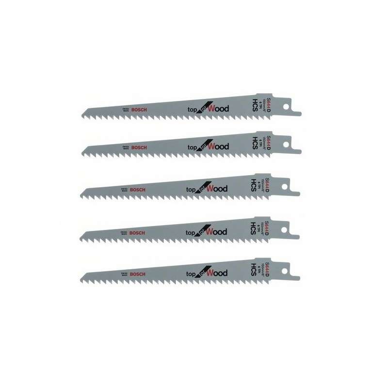 Lot de 5 lames de scie sabre S 644 D BOSCH 2608650673 pour bois