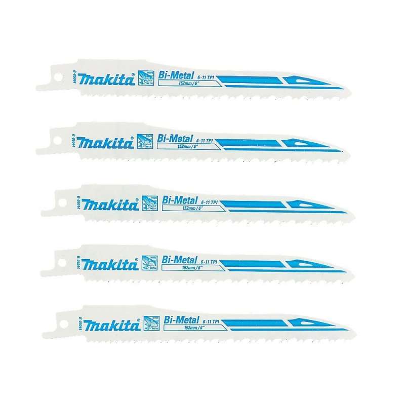 Lot de 5 Lames de scie sabre Super Express MAKITA B-05044 pour alu, plastique, bois avec clous