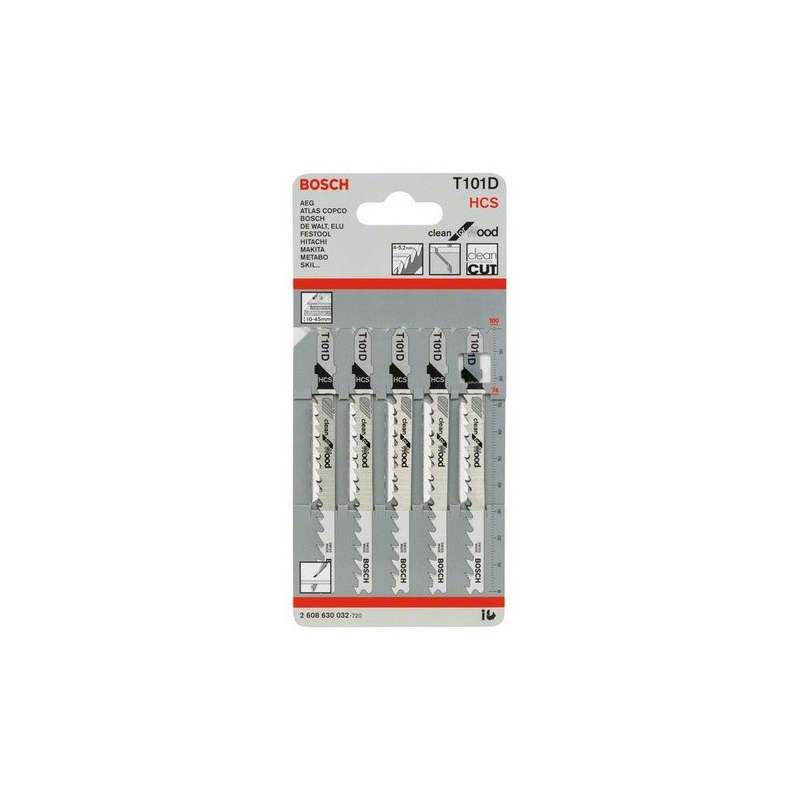 Lot de 5 lames de scie sauteuse T 101 D BOSCH 2608630032 pour bois