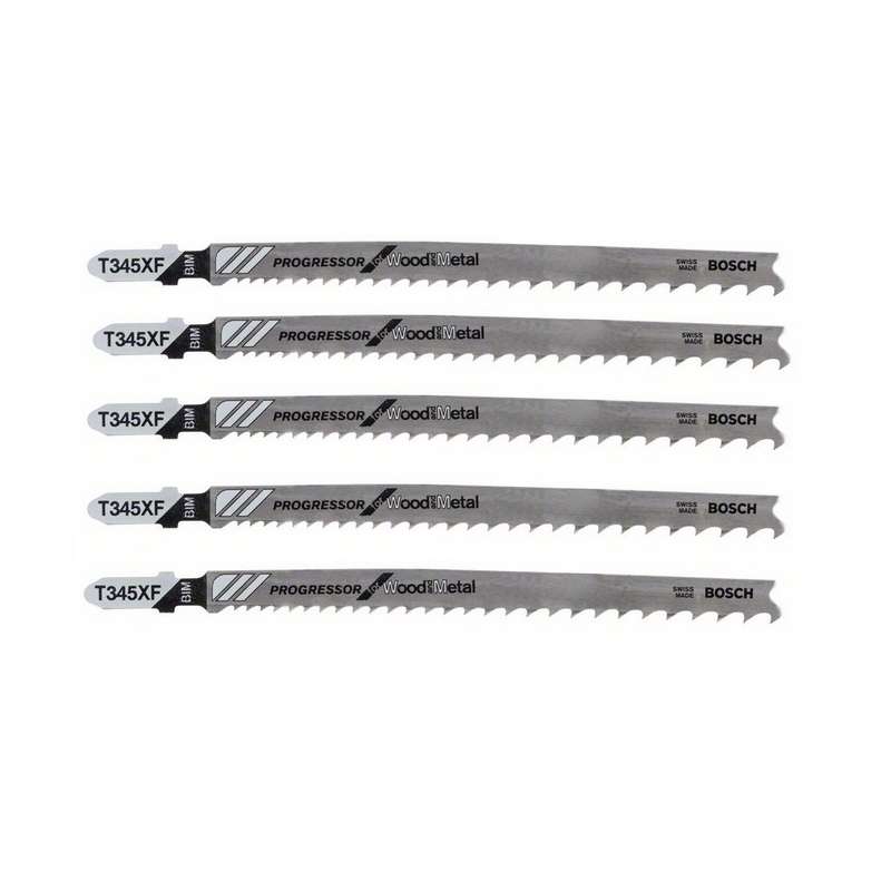 Lot de 5 lames de scie sauteuse T 345 XF BOSCH 2608634994 pour bois et métal