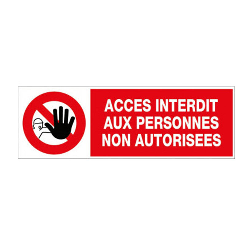 LOT DE 5 PLAQUES PS CHOC 45 X 15 MM ACCES INTERDIT AUX PERSONNES NON AUTORISEES