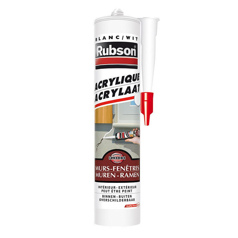 Mastic Murs-Fenêtres RUBSON 217422 - Acrylique - Blanc - 280mL