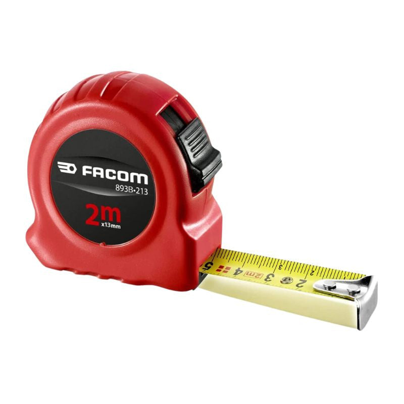 Mètre ruban FACOM 893B.213PB - Bouton blocage - Nylon anti-reflet - 2mx13mm