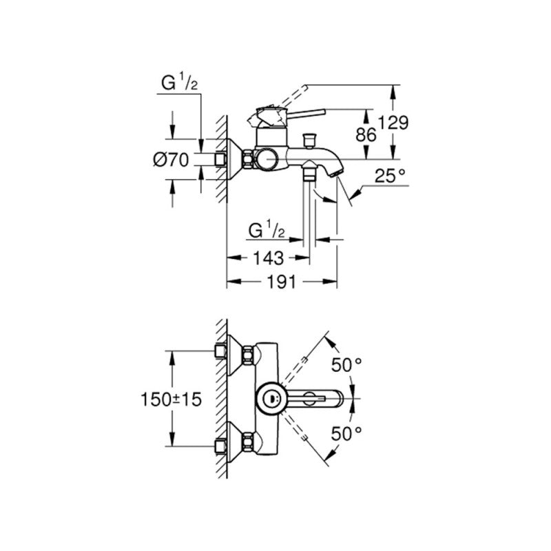 Mitigeur bain/douche START CLASSIC GROHE 23787000 monocommande - chrome