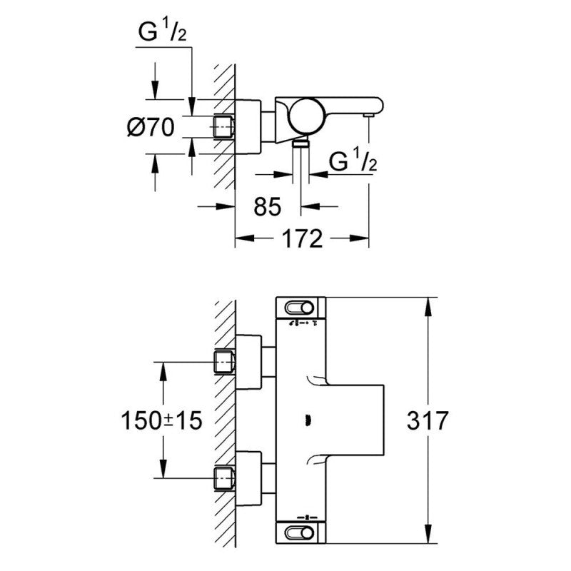 Mitigeur bain/douche thermostatique GROHTHERM 2000 GROHE 34174001 - 100% CoolTouch® - chrome