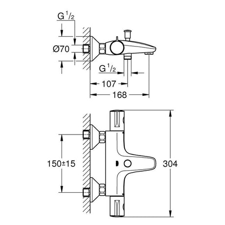 Mitigeur bain/douche thermostatique GROHTHERM 800 GROHE 34569000 - chrome