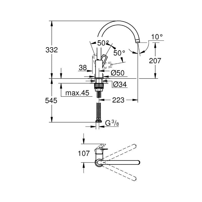 Mitigeur évier - bec haut GROHE QuickFix - START LOOP