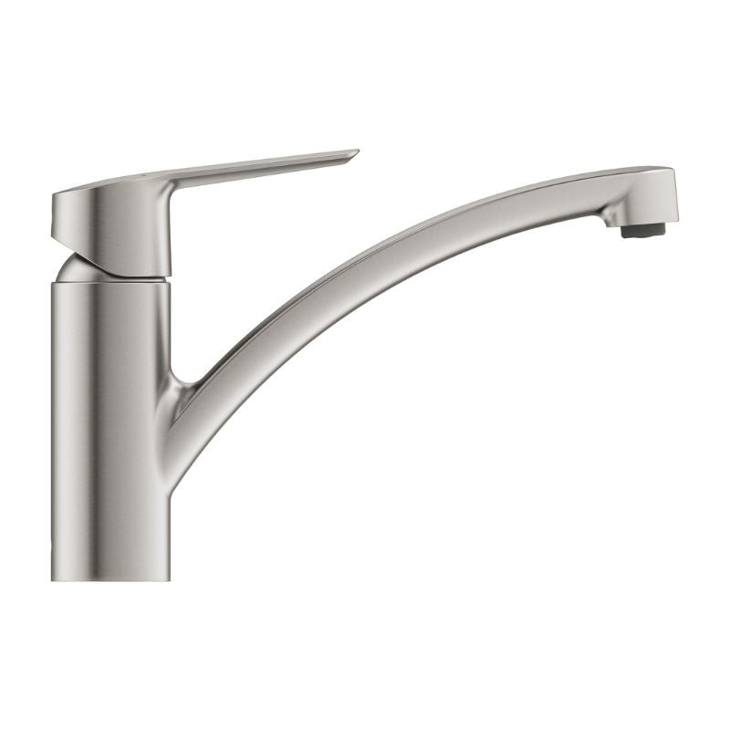 Mitigeur évier START GROHE 32441DC2 QuickFix Plus - bec bas- rotation 140° - inox brossé