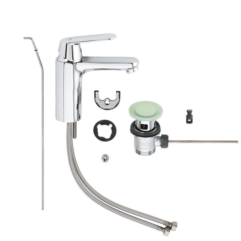 Mitigeur lavabo EUROSMART GROHE 23325000 - taille M - bec droit - avec vidage - chrome