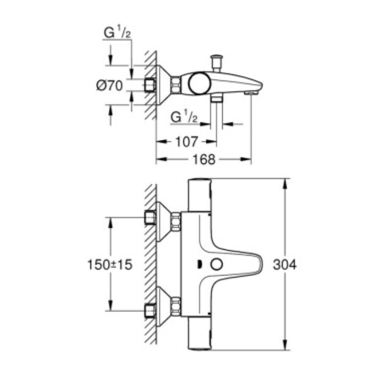 Mitigeur thermostatique Bain / Douche 1/2 GROHE Quickfix - Precision Start