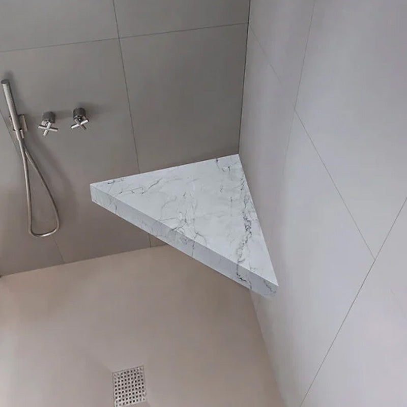 Banc d'angle pour douche en résine imitation marbre 53 x 53 x 8 cm MARMOX