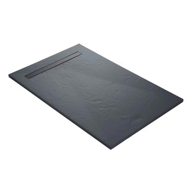 Receveur résine MARMOX imitation marbre noir - grille carrée excentrée