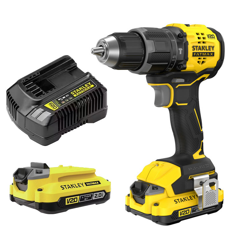 Perceuse Visseuse À Percussion 60 Nm Brushless - Lithium 18V - 2 Batteries 2 Ah En Kit - SFMCD716D2T-QW STANLEY FATMAX V20