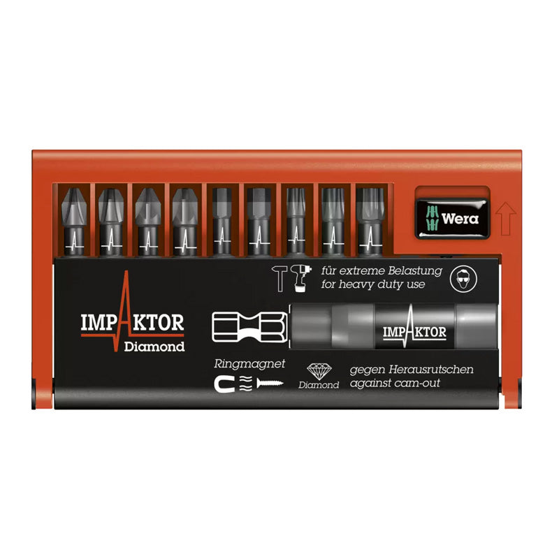 Jeu d'embouts avec porte-embouts Bit-Check 10 Impaktor 1 SB, 10 pièces - WERA - 05073980001