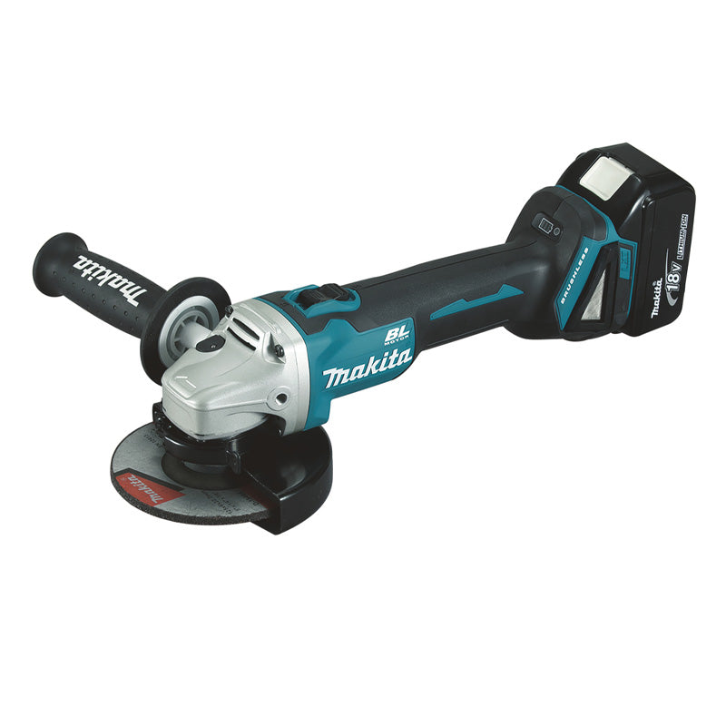 Meuleuse Ø125mm Brushless 2x4Ah 18V MAKITA DGA504RMJ Demarrage prog. et anti redemarrage
