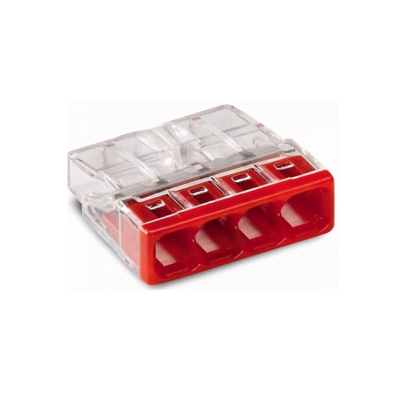 Lot de 100 bornes WAGO 2273 - 4 x 0,5 à 2,5mm² Transp. / Rouge