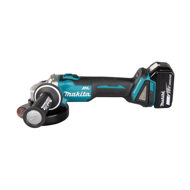 Meuleuse Ø125mm Brushless 2x4Ah 18V MAKITA DGA504RMJ Demarrage prog. et anti redemarrage