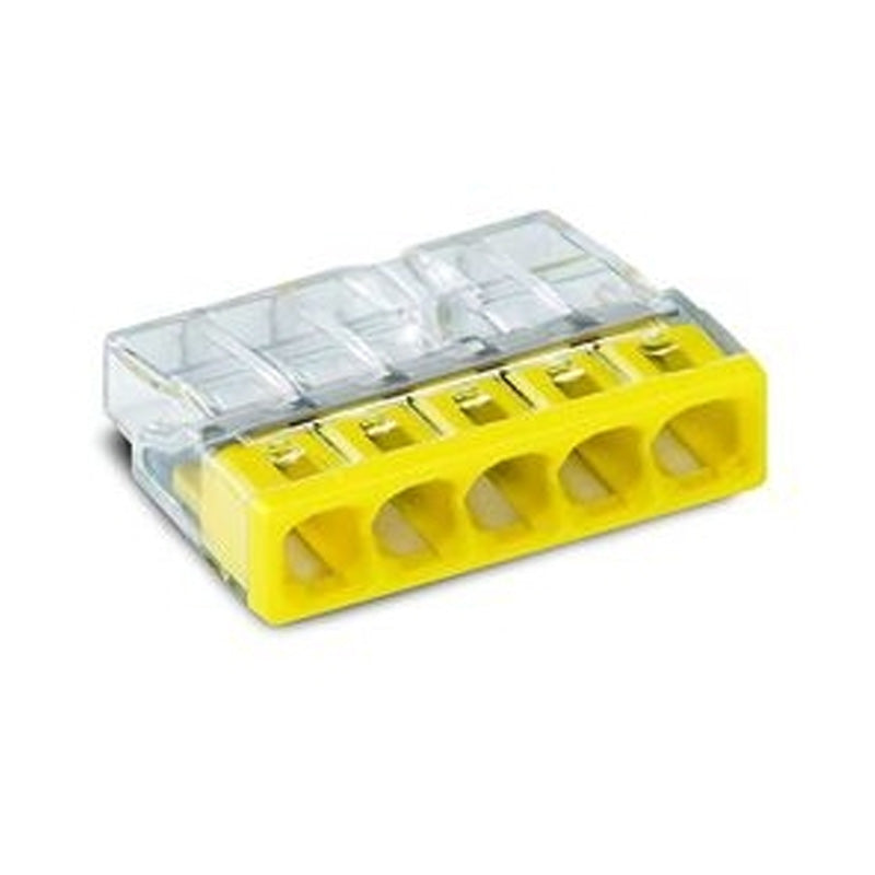 Lot de 100 bornes WAGO 2273 - 5 x 0,5 à 2,5mm² Transp. / Jaune