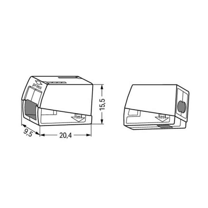 Lot de 100 bornes pour luminaires WAGO 2,5 mm² / 2 rigides - 1 souple / 105°C / Blanc