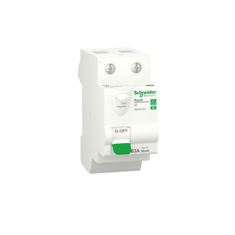 Interrupteur différentiel SCHNEIDER R9ERC263 63A type AC 30mA 1P+N embrochable Resi9 XE