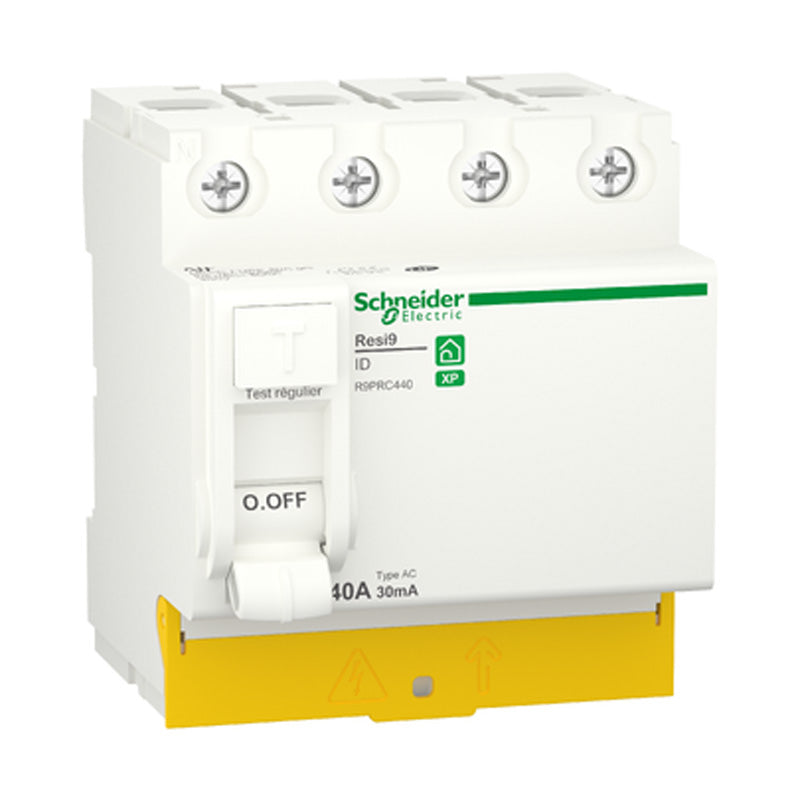 Interrupteur différentiel tétrapolaire SCHNEIDER R9PRC440 40A 30mA type AC 4 modules 400V Resi9 XP