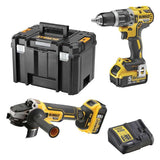 Pack 2 outils 18V DEWALT DCK2080P2T-QW : perceuse-visseuse DCD796 et meuleuse Ø125mm DCG405
