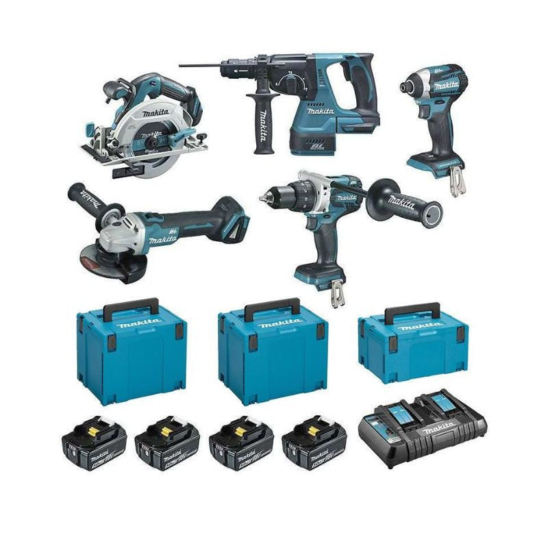 Pack 5 machines MAKITA DLX5090PTJ 18V Li-Ion + chargeur double