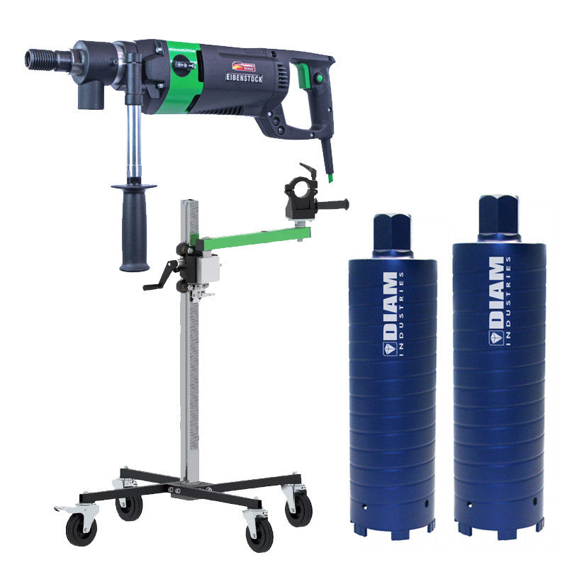 Pack Carotteuse à percussion à sec ESD162 + Support EBW1300 EIBENSTOCK + 2 couronnes Ø102/300 mm et Ø127/300 mm 1"1/4 BETON