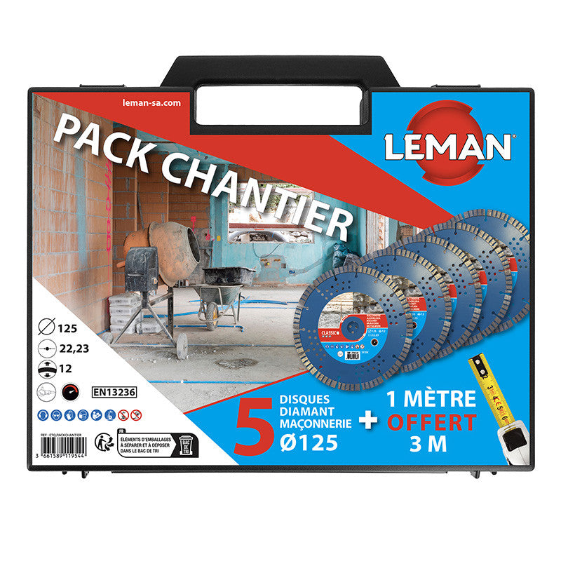Pack chantier LEMAN PACKCHANTIER - 5 disques diamant maçonnerie + 1 mètre offert