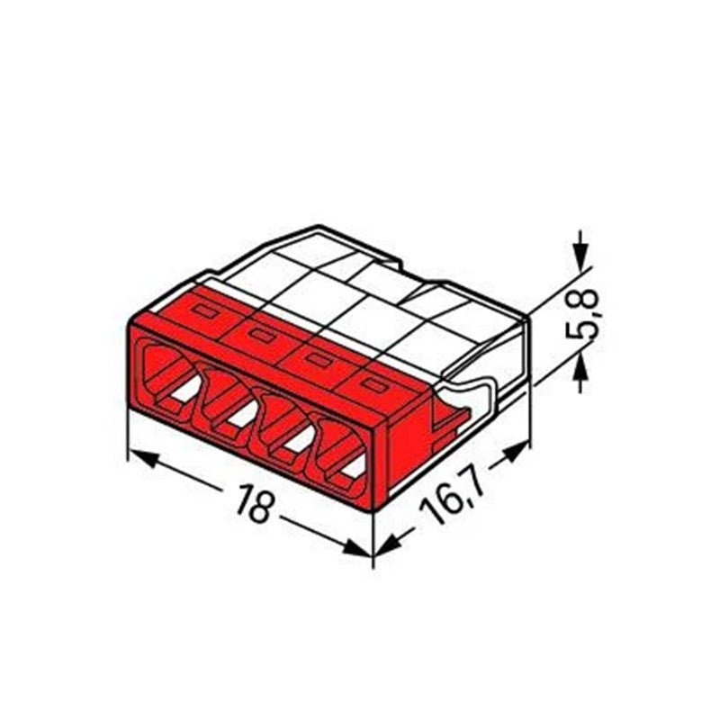 Pack de 100 Bornes WAGO 2273-204 - 4 x 0,5 à 2,5mm²