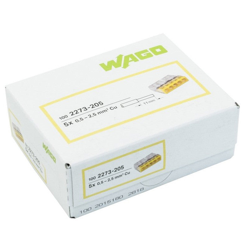 Pack de 100 Bornes WAGO 2273-205 - 5 x 0,5 à 2,5mm²
