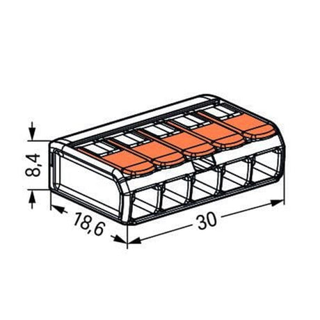 Pack de 25 Bornes à levier WAGO 221-415 - 5 x 4 mm²