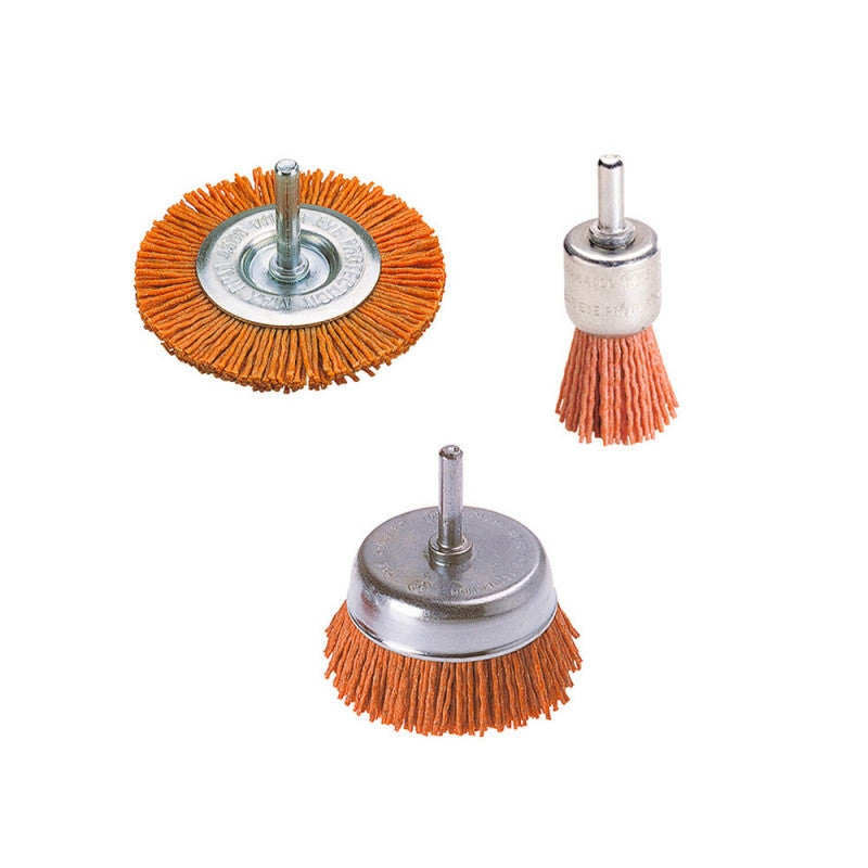 Pack de 3 brosses fil nylon à gros grains queue WOLFCRAFT 2741000 Ø6 mm