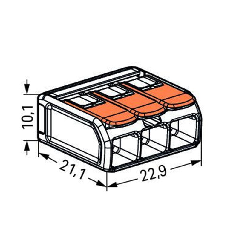 Pack de 30 Bornes à levier WAGO 221-613 - 3 x 6 mm²