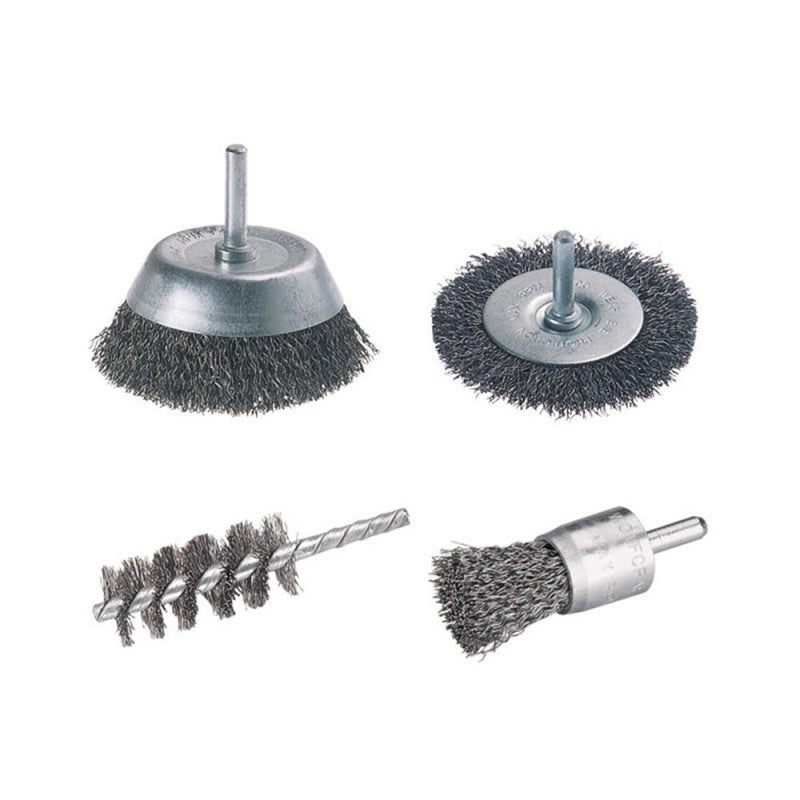 Pack de 4 brosses fil d'acier queue WOLFCRAFT 2133000 Ø6 mm