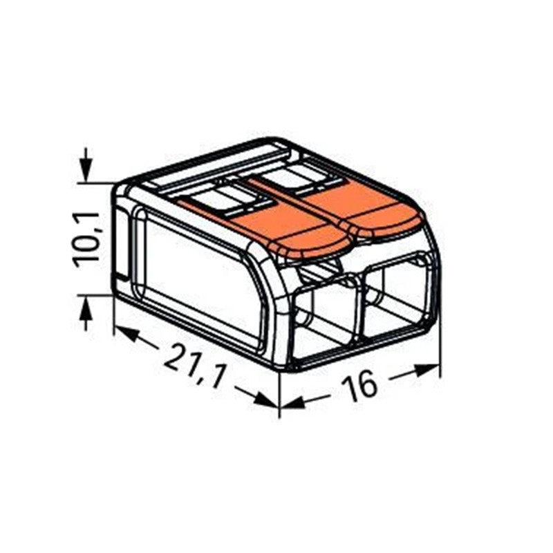 Pack de 50 Bornes à levier WAGO 221-612 - 2 x 6 mm²